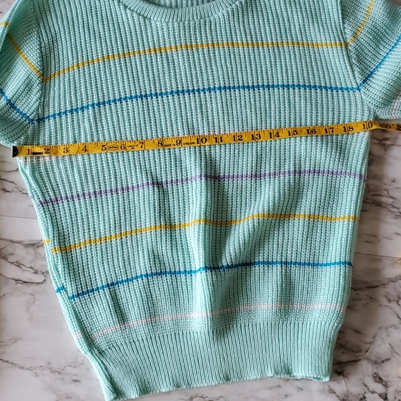 Vintage Teal Sweater with Stripes - Picture 8 of 11